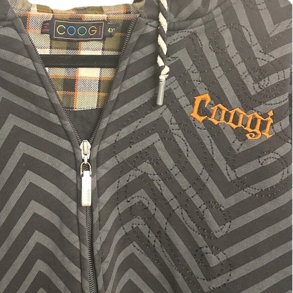 Rare Unique COOGI Mens Sz. 4XL Full Zip Hoodie‎ Multicolor Retro Print Logo Hood